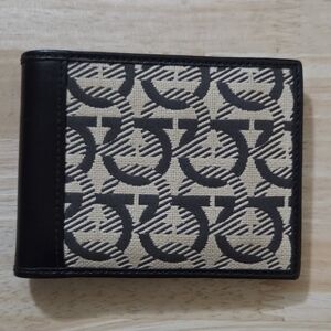 Salvatore Ferragamo Gancini Canvas & Leather Bifold Wallet – Like New